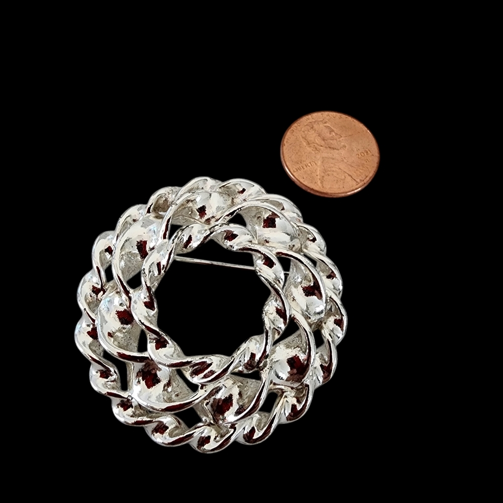 Anne Klein vintage brooch vintage pin retro silver tone - Picture 2 of 12